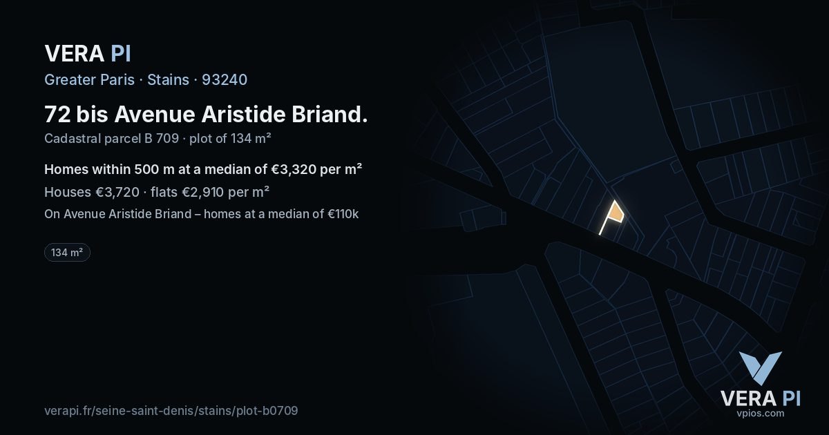 72 bis Avenue Aristide Briand, Stains at night – the plot lit, the parcels around coloured by the prices near them
