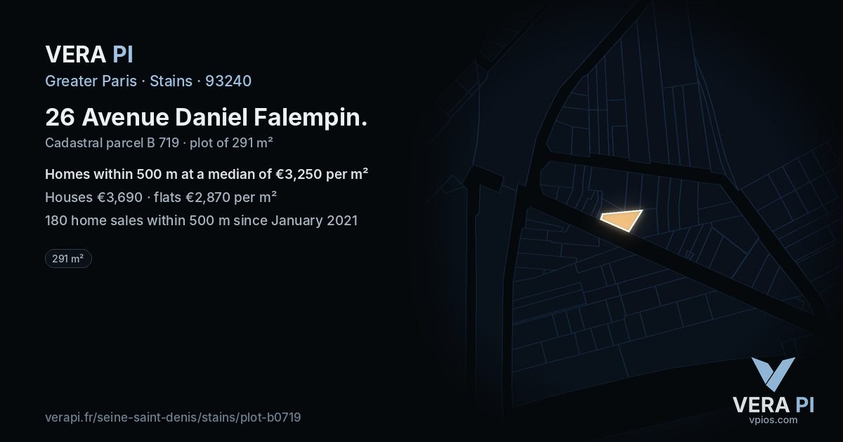 26 Avenue Daniel Falempin, Stains at night – the plot lit, the parcels around coloured by the prices near them
