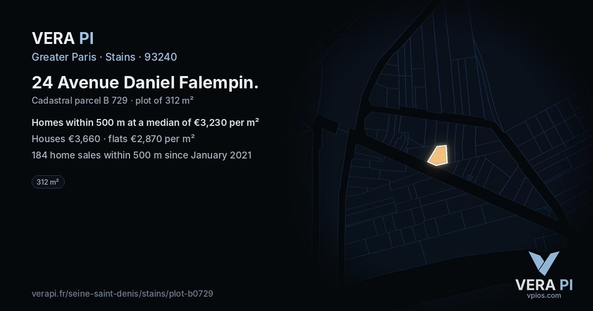 24 Avenue Daniel Falempin, Stains at night – the plot lit, the parcels around coloured by the prices near them