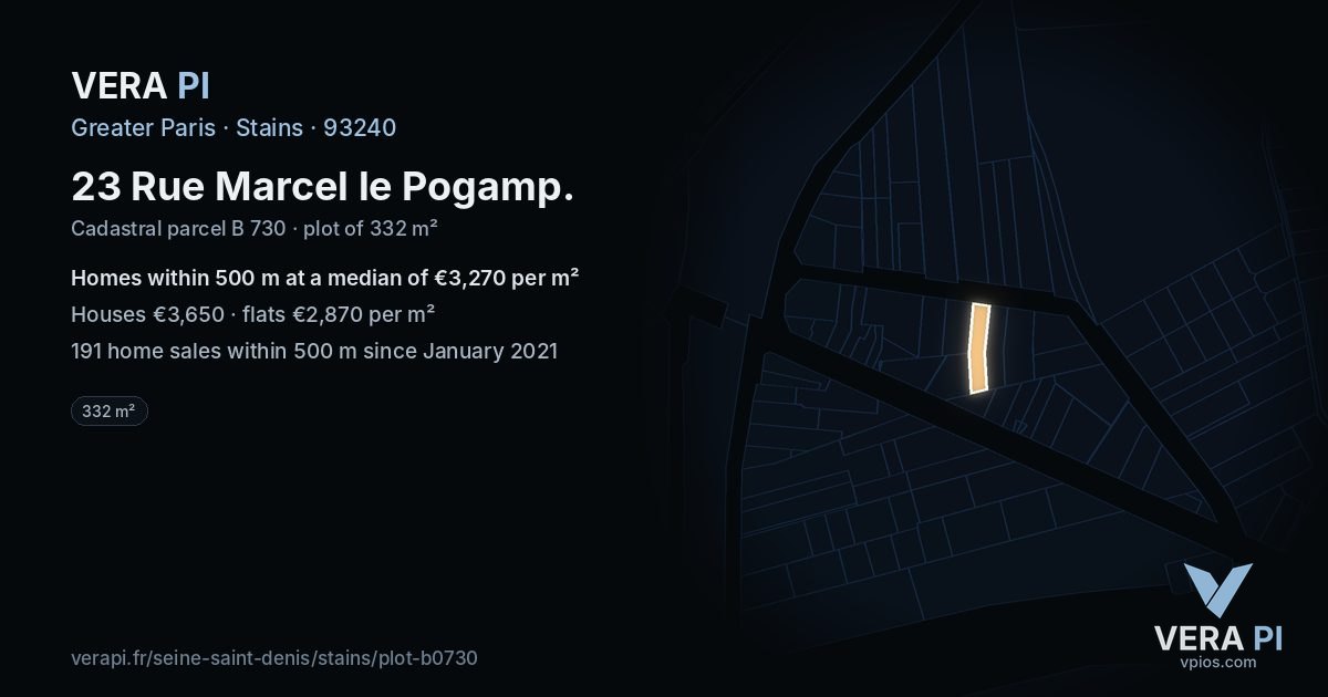 23 Rue Marcel le Pogamp, Stains at night – the plot lit, the parcels around coloured by the prices near them