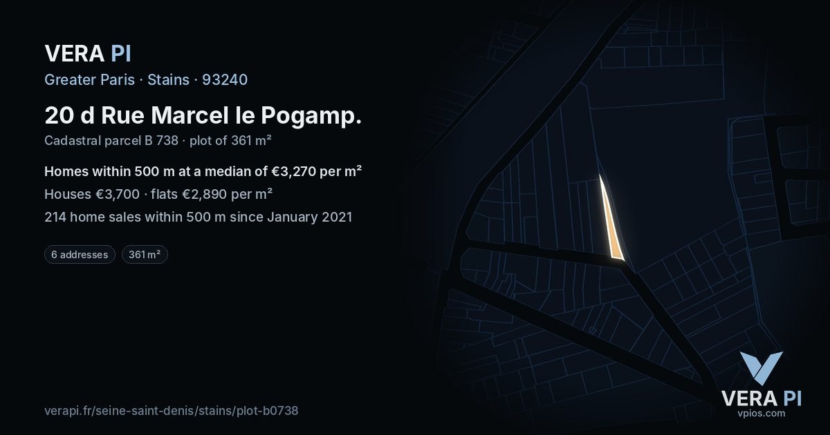 20 d Rue Marcel le Pogamp, Stains at night – the plot lit, the parcels around coloured by the prices near them
