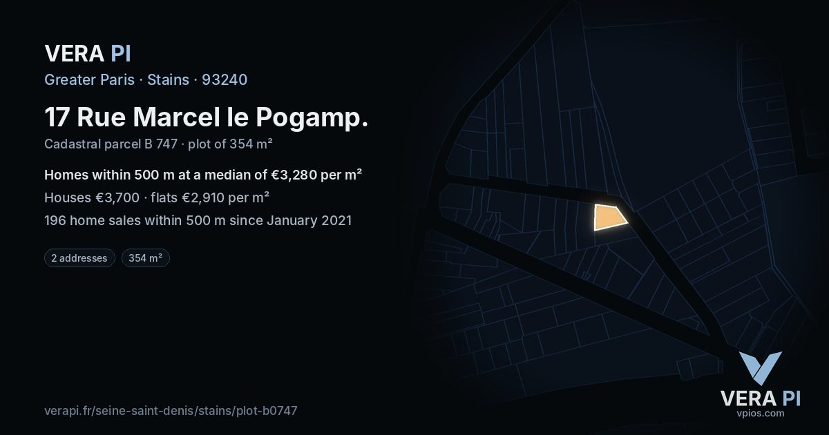 17 Rue Marcel le Pogamp, Stains at night – the plot lit, the parcels around coloured by the prices near them