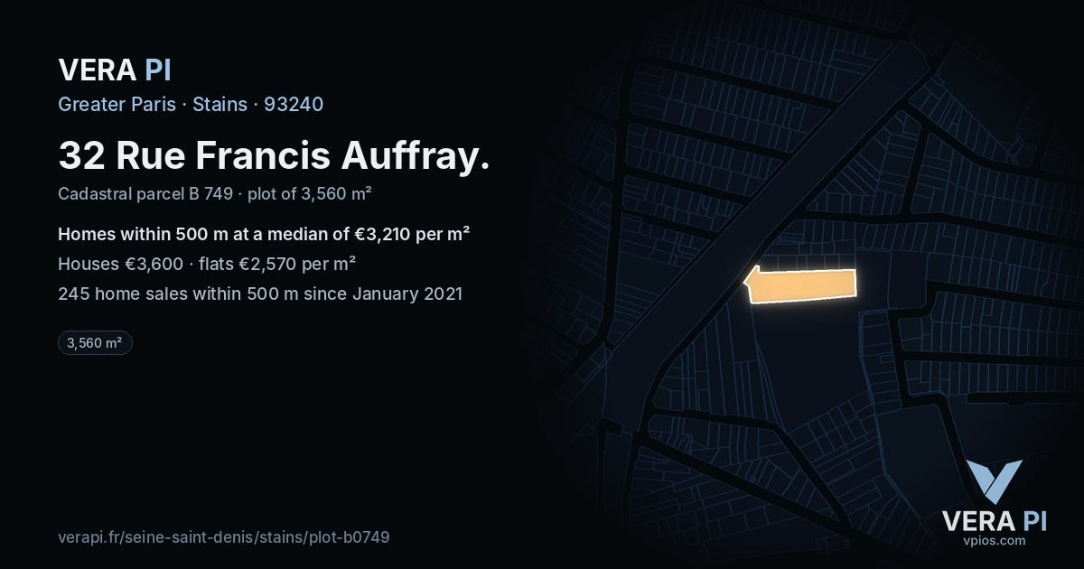 32 Rue Francis Auffray, Stains at night – the plot lit, the parcels around coloured by the prices near them