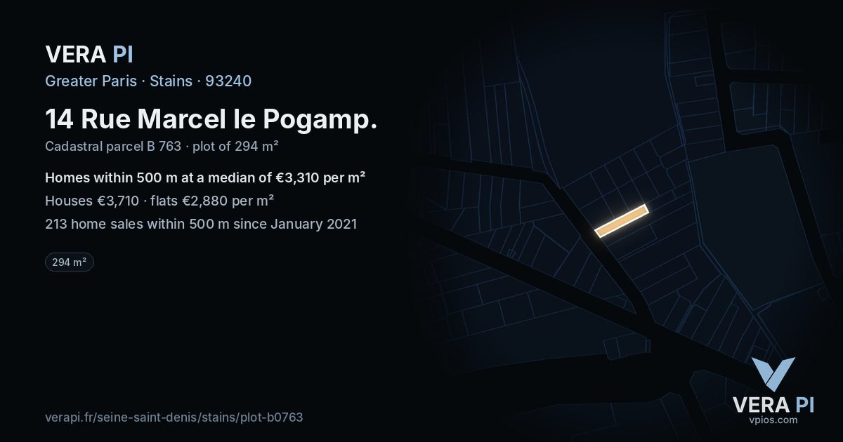 14 Rue Marcel le Pogamp, Stains at night – the plot lit, the parcels around coloured by the prices near them