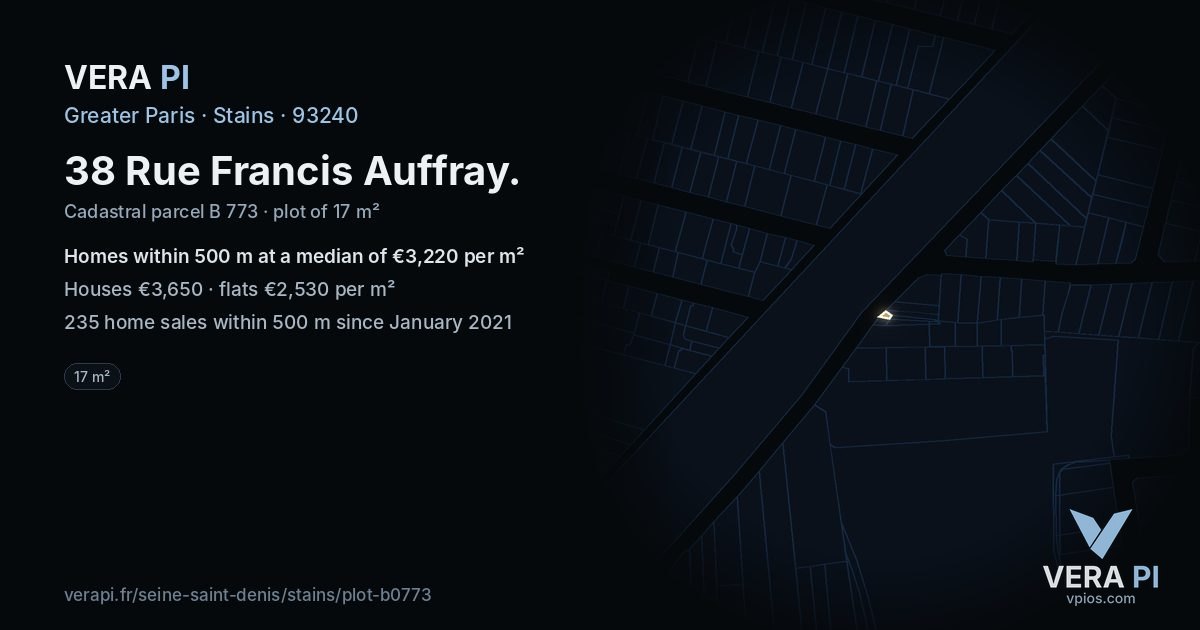 38 Rue Francis Auffray, Stains at night – the plot lit, the parcels around coloured by the prices near them