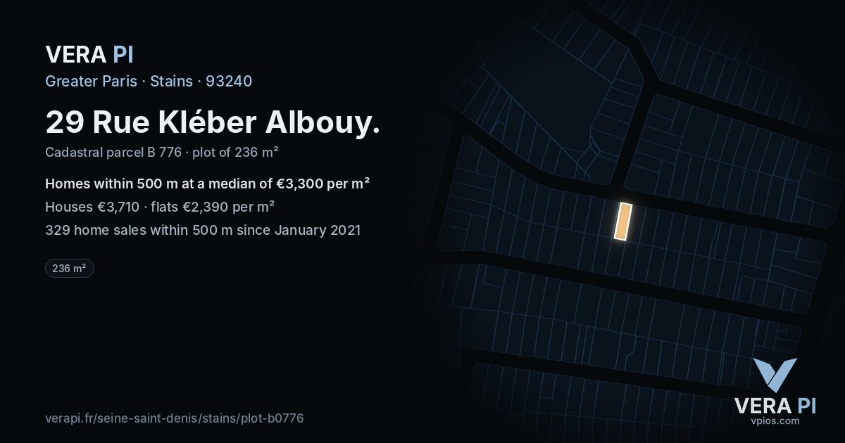 29 Rue Kléber Albouy, Stains at night – the plot lit, the parcels around coloured by the prices near them