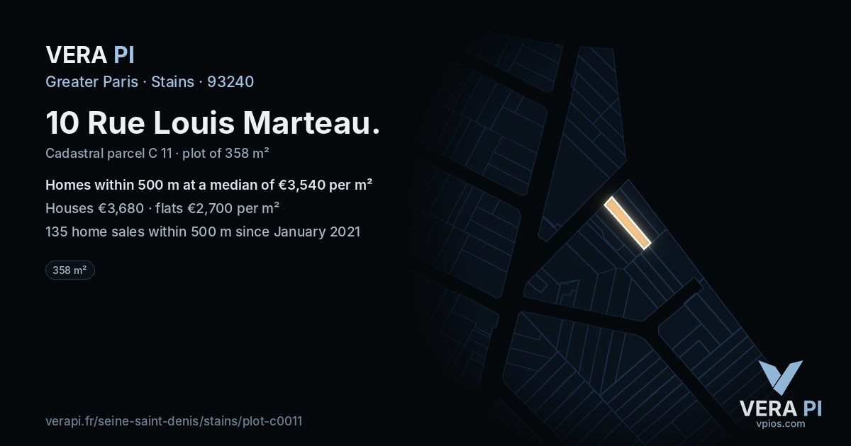 10 Rue Louis Marteau, Stains at night – the plot lit, the parcels around coloured by the prices near them