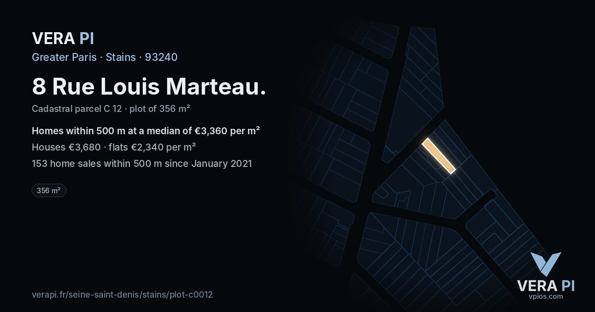 8 Rue Louis Marteau, Stains at night – the plot lit, the parcels around coloured by the prices near them