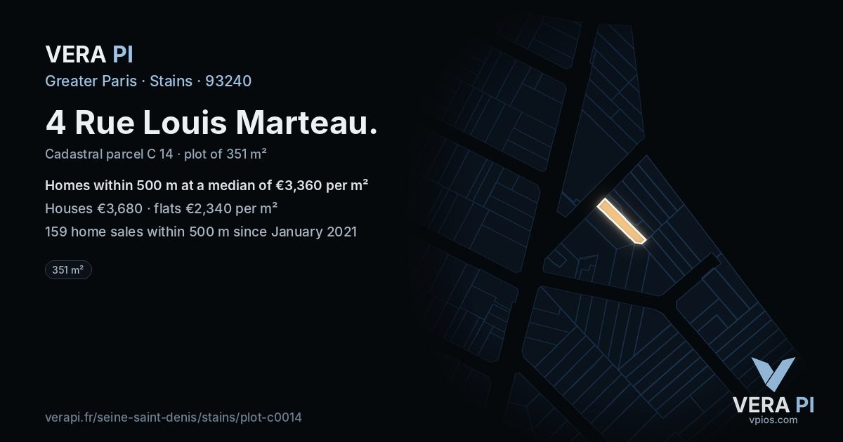 4 Rue Louis Marteau, Stains at night – the plot lit, the parcels around coloured by the prices near them