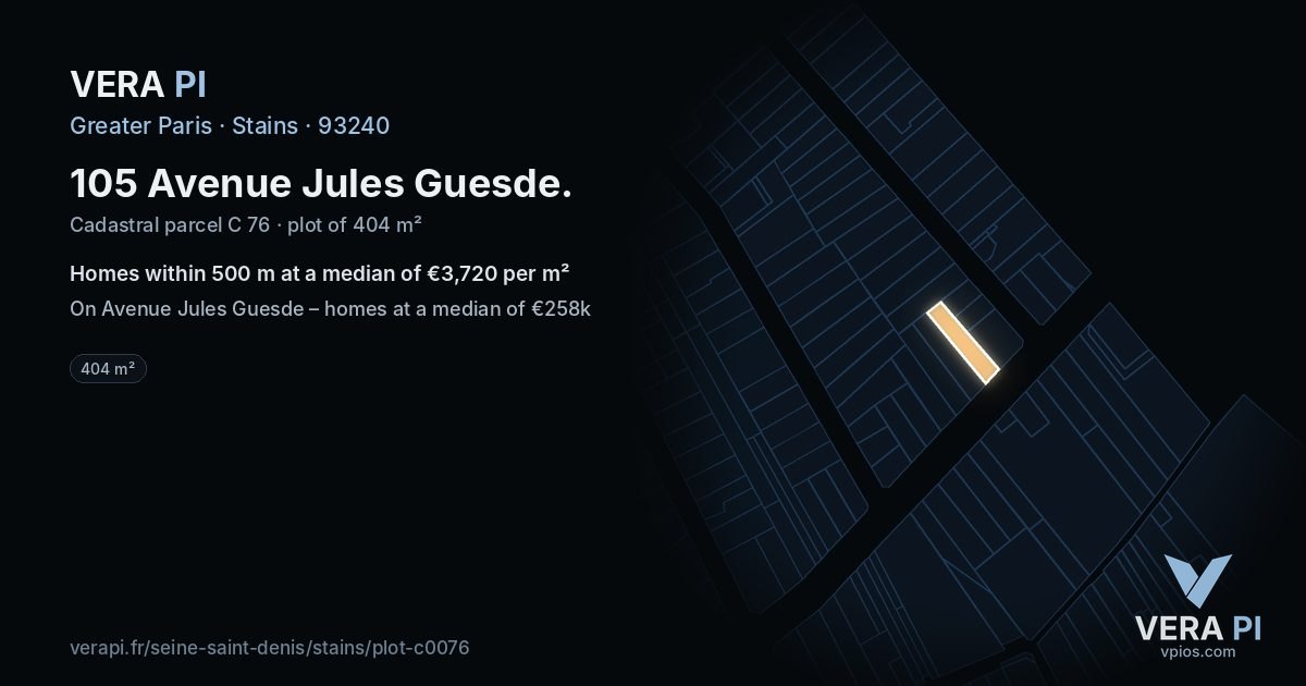 105 Avenue Jules Guesde, Stains at night – the plot lit, the parcels around coloured by the prices near them