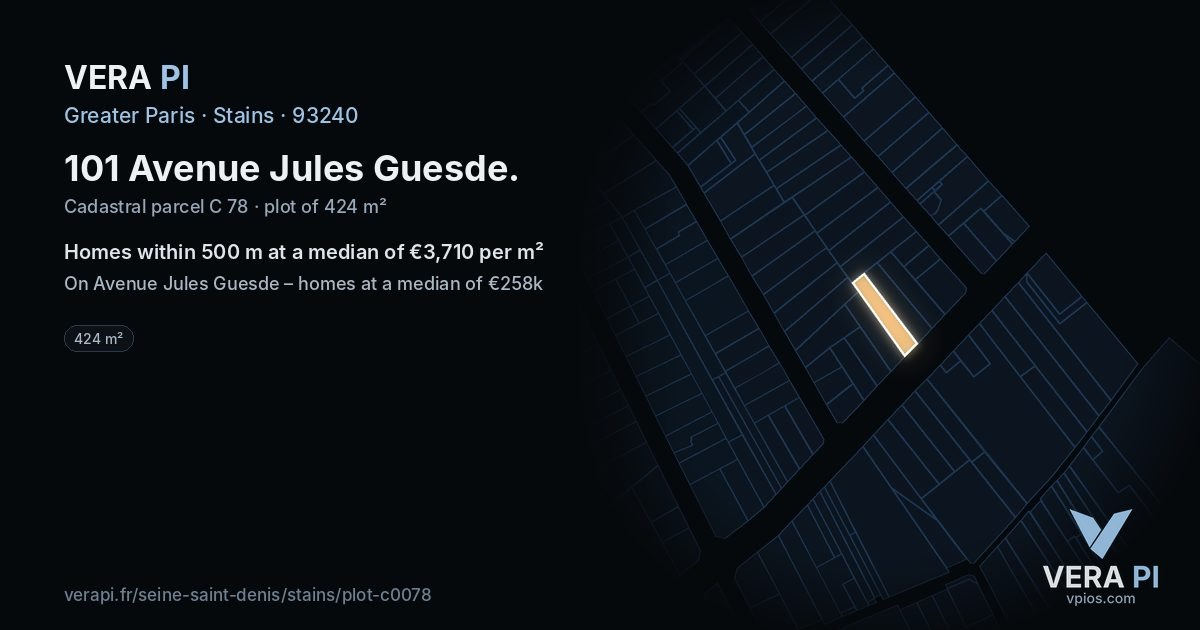 101 Avenue Jules Guesde, Stains at night – the plot lit, the parcels around coloured by the prices near them