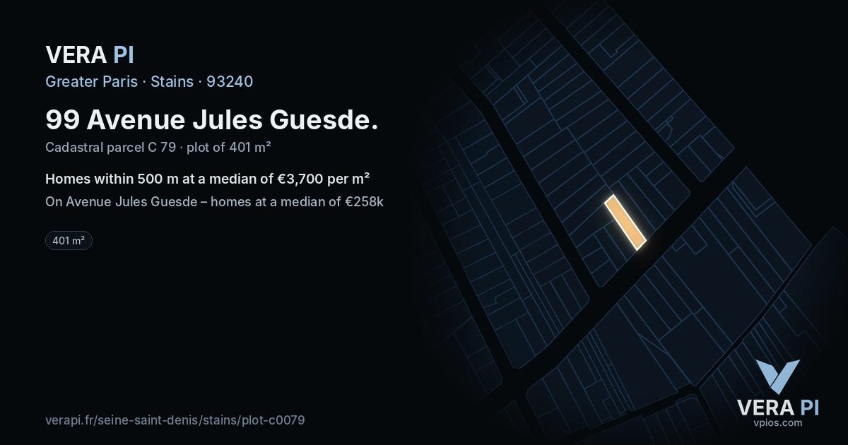 99 Avenue Jules Guesde, Stains at night – the plot lit, the parcels around coloured by the prices near them