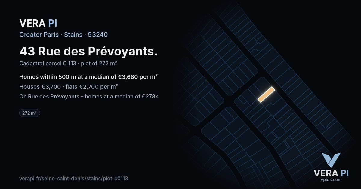 43 Rue des Prévoyants, Stains at night – the plot lit, the parcels around coloured by the prices near them