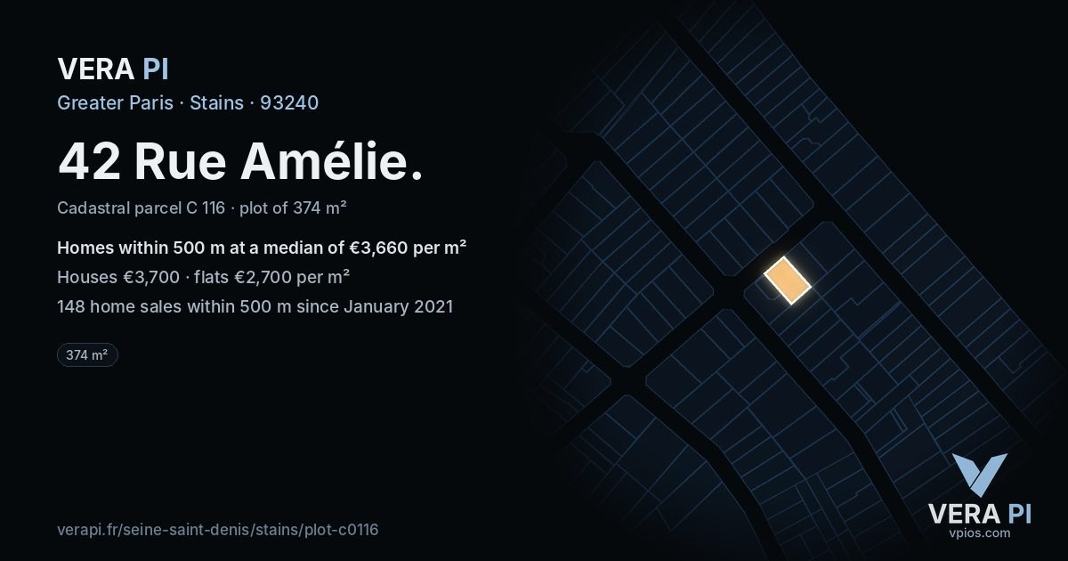 42 Rue Amélie, Stains at night – the plot lit, the parcels around coloured by the prices near them
