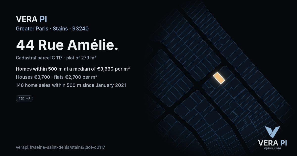 44 Rue Amélie, Stains at night – the plot lit, the parcels around coloured by the prices near them