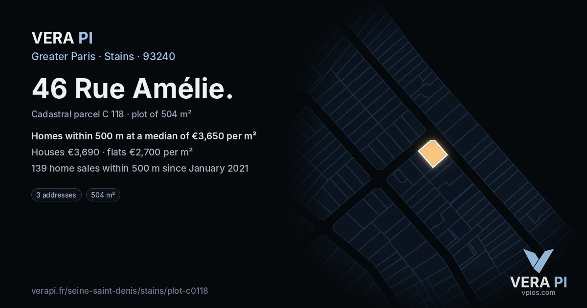 46 Rue Amélie, Stains at night – the plot lit, the parcels around coloured by the prices near them
