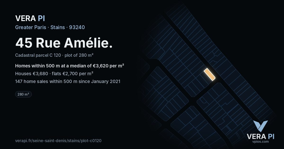45 Rue Amélie, Stains at night – the plot lit, the parcels around coloured by the prices near them