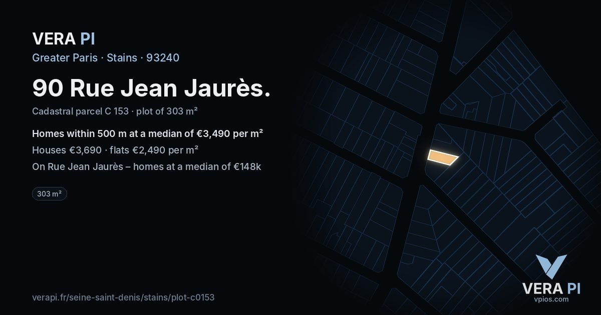 90 Rue Jean Jaurès, Stains at night – the plot lit, the parcels around coloured by the prices near them