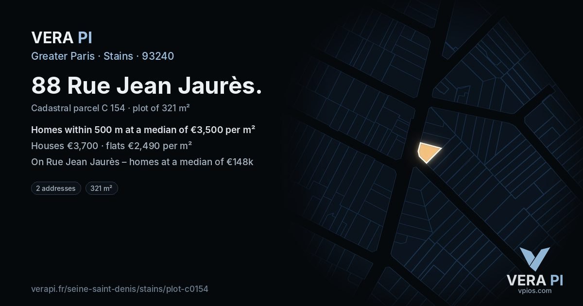 88 Rue Jean Jaurès, Stains at night – the plot lit, the parcels around coloured by the prices near them