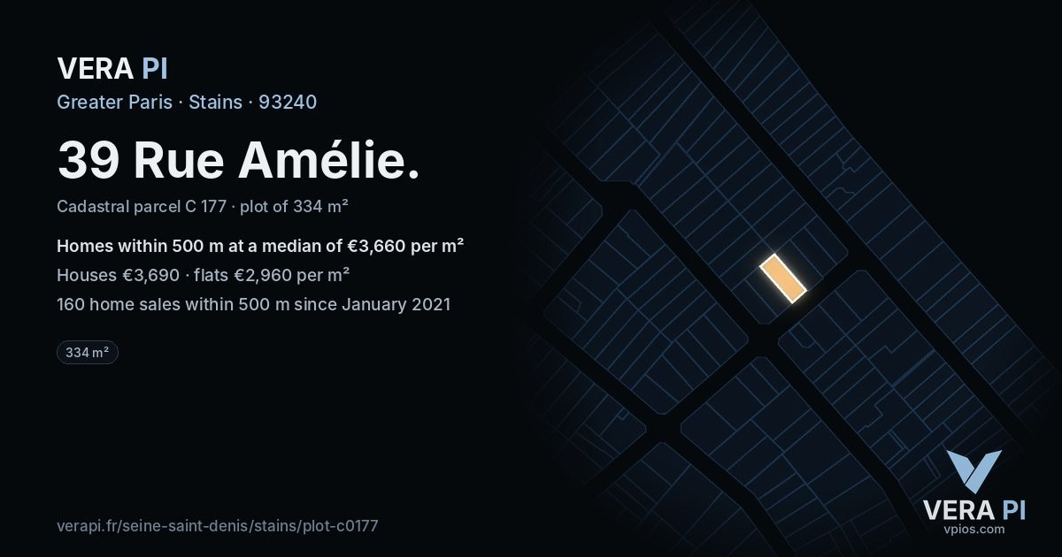 39 Rue Amélie, Stains at night – the plot lit, the parcels around coloured by the prices near them