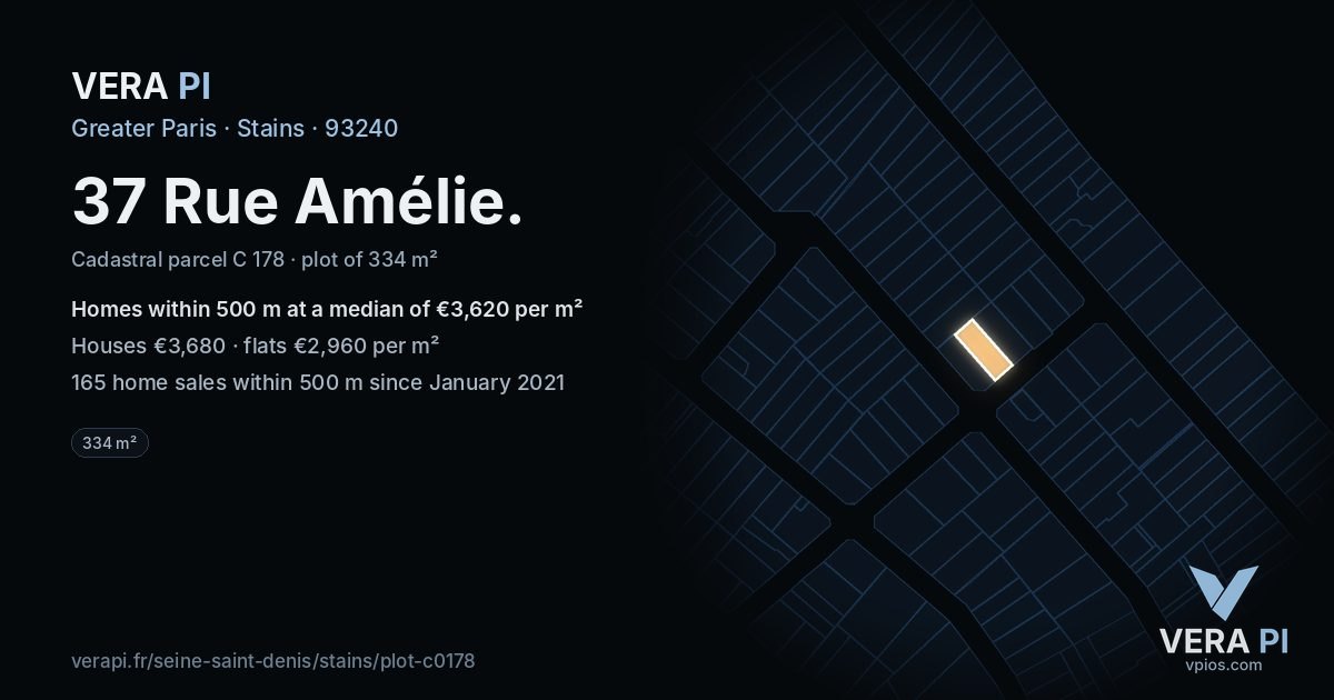 37 Rue Amélie, Stains at night – the plot lit, the parcels around coloured by the prices near them