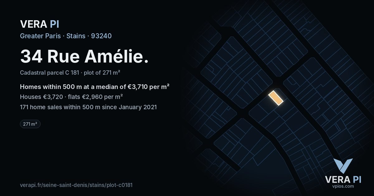 34 Rue Amélie, Stains at night – the plot lit, the parcels around coloured by the prices near them