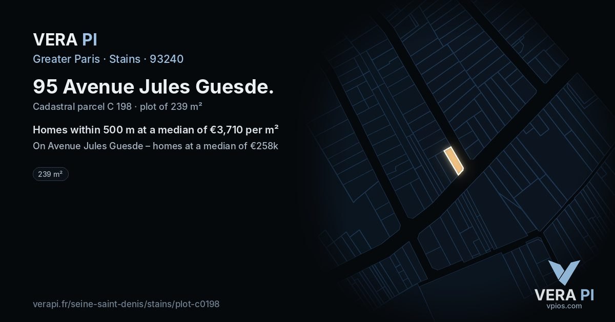 95 Avenue Jules Guesde, Stains at night – the plot lit, the parcels around coloured by the prices near them
