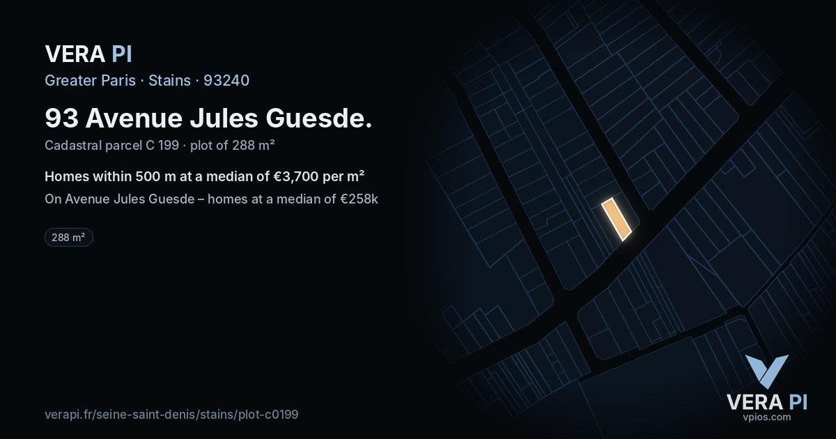 93 Avenue Jules Guesde, Stains at night – the plot lit, the parcels around coloured by the prices near them