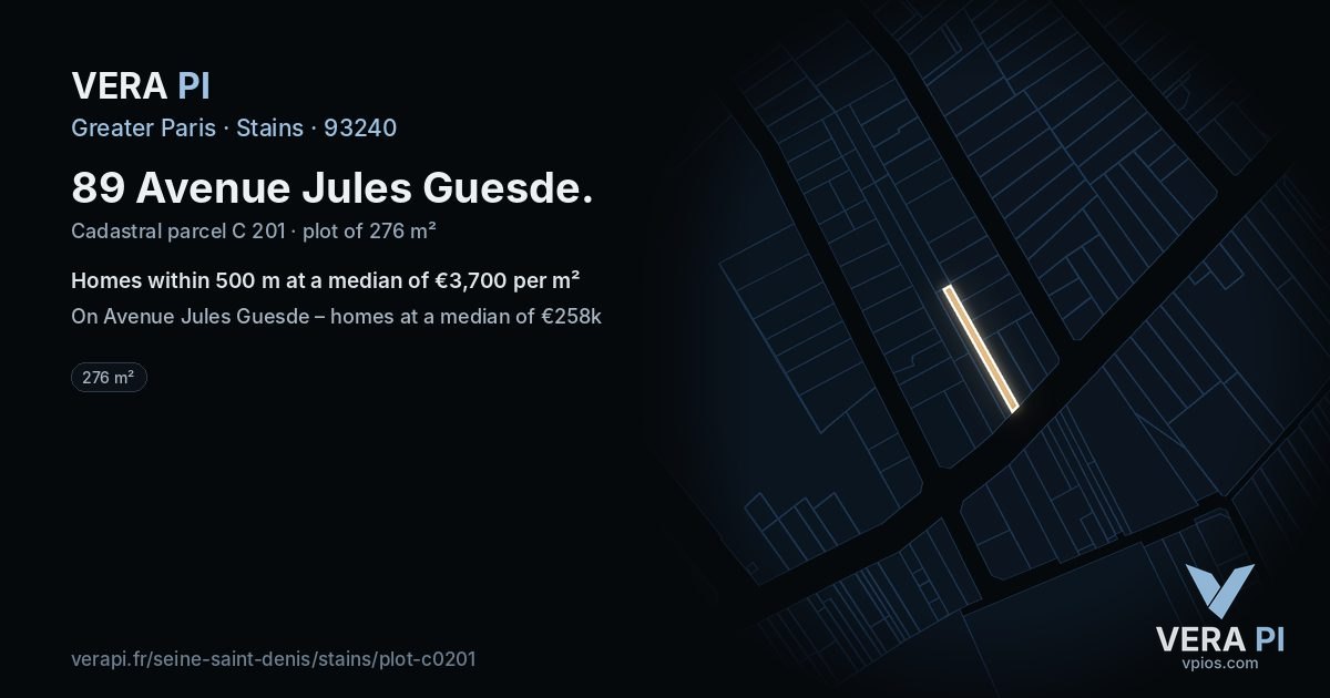 89 Avenue Jules Guesde, Stains at night – the plot lit, the parcels around coloured by the prices near them