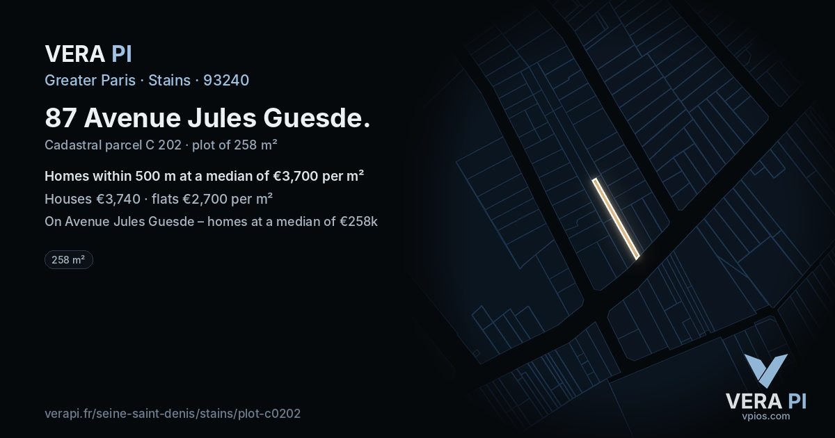 87 Avenue Jules Guesde, Stains at night – the plot lit, the parcels around coloured by the prices near them