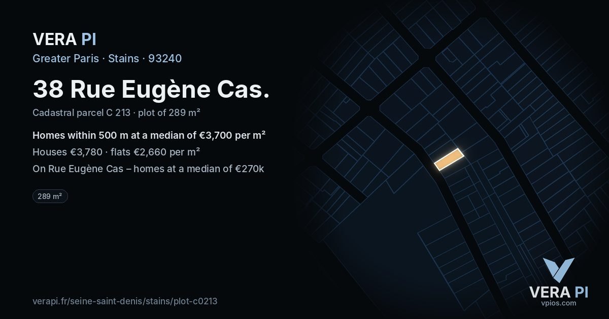 38 Rue Eugène Cas, Stains at night – the plot lit, the parcels around coloured by the prices near them