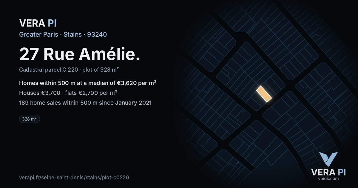 27 Rue Amélie, Stains at night – the plot lit, the parcels around coloured by the prices near them