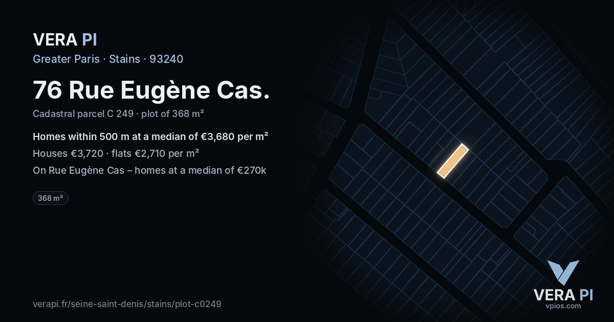76 Rue Eugène Cas, Stains at night – the plot lit, the parcels around coloured by the prices near them