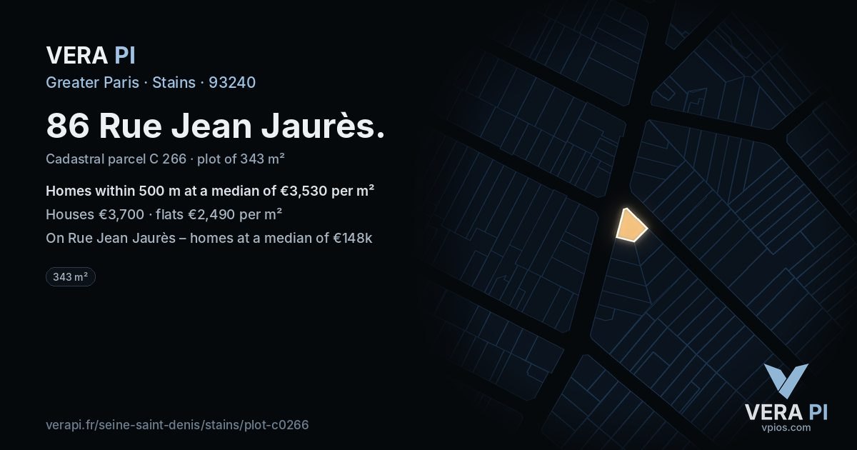 86 Rue Jean Jaurès, Stains at night – the plot lit, the parcels around coloured by the prices near them
