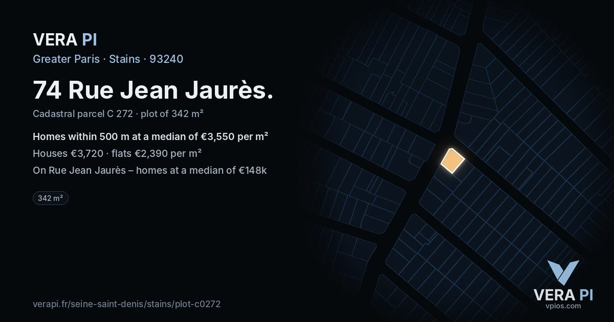 74 Rue Jean Jaurès, Stains at night – the plot lit, the parcels around coloured by the prices near them