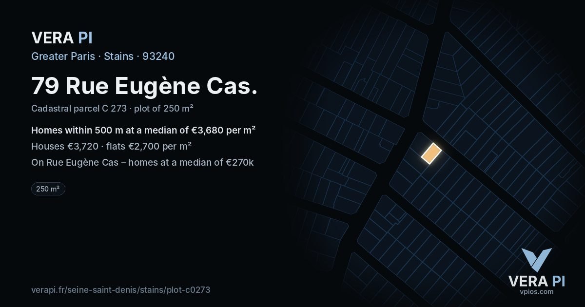 79 Rue Eugène Cas, Stains at night – the plot lit, the parcels around coloured by the prices near them