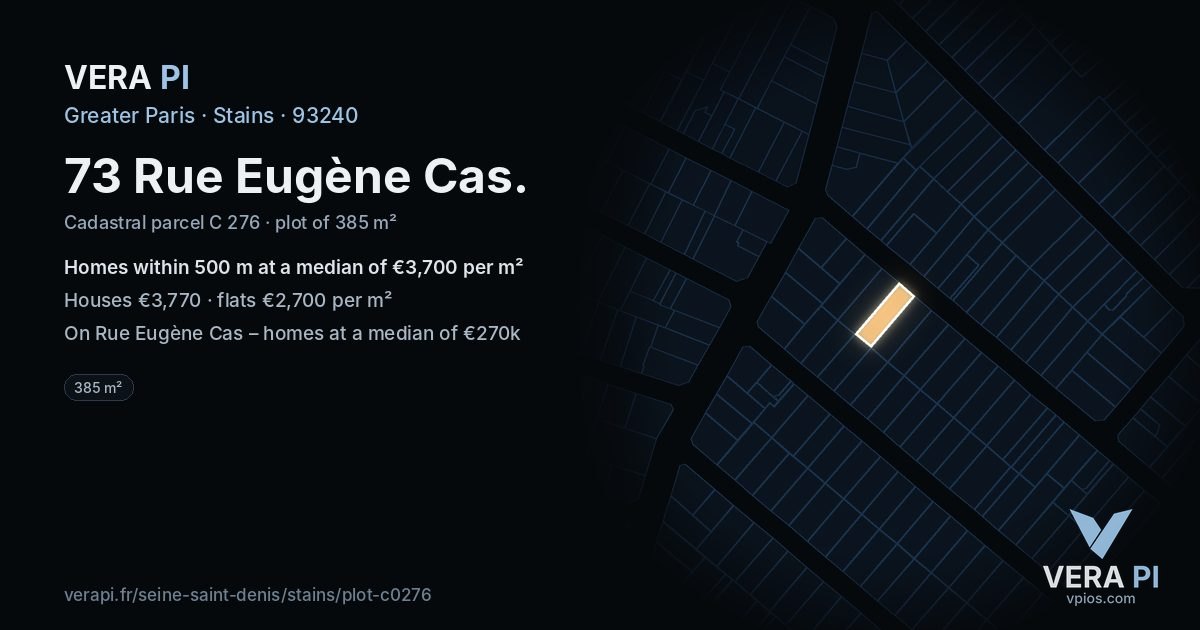 73 Rue Eugène Cas, Stains at night – the plot lit, the parcels around coloured by the prices near them