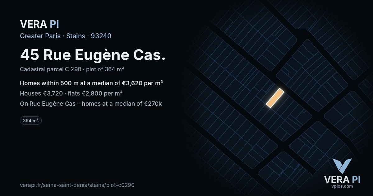 45 Rue Eugène Cas, Stains at night – the plot lit, the parcels around coloured by the prices near them