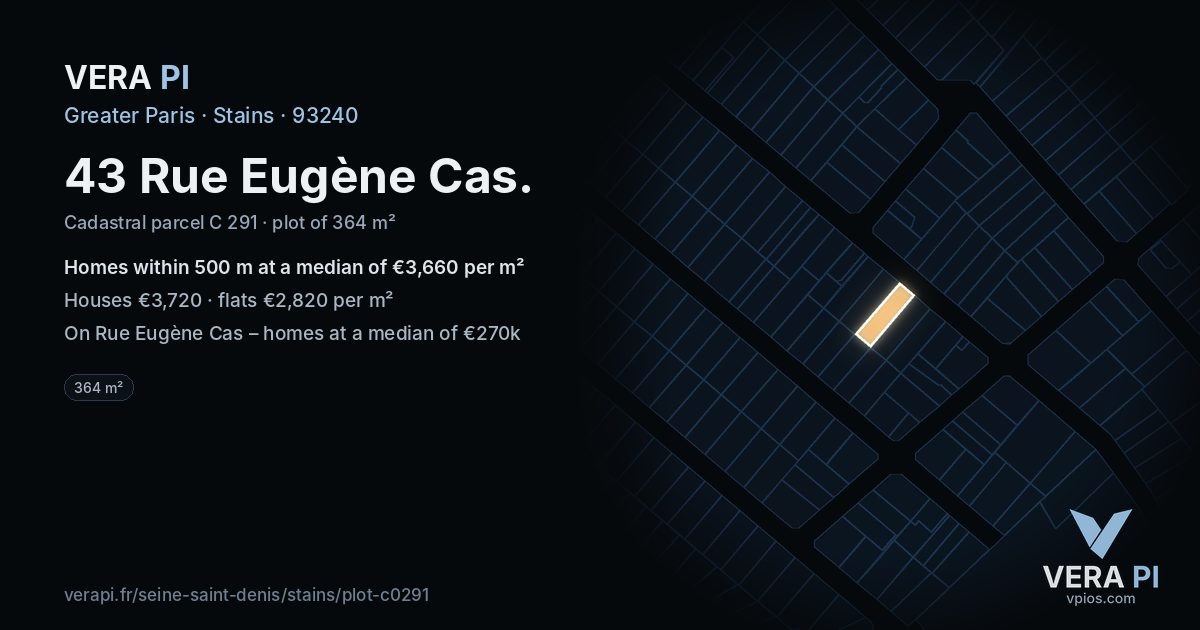 43 Rue Eugène Cas, Stains at night – the plot lit, the parcels around coloured by the prices near them