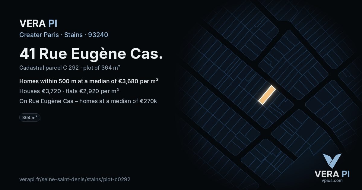 41 Rue Eugène Cas, Stains at night – the plot lit, the parcels around coloured by the prices near them