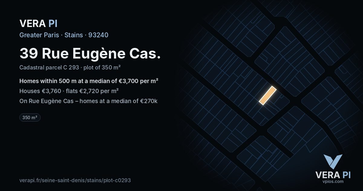 39 Rue Eugène Cas, Stains at night – the plot lit, the parcels around coloured by the prices near them