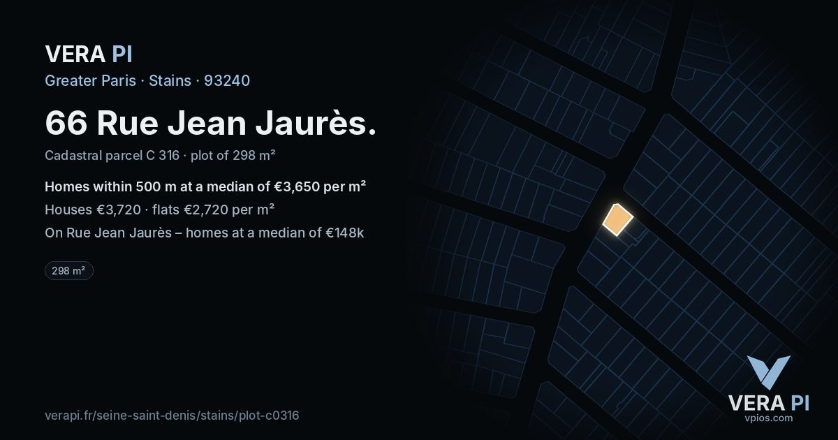 66 Rue Jean Jaurès, Stains at night – the plot lit, the parcels around coloured by the prices near them
