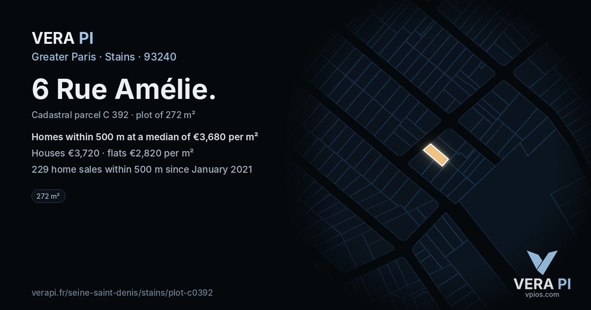 6 Rue Amélie, Stains at night – the plot lit, the parcels around coloured by the prices near them