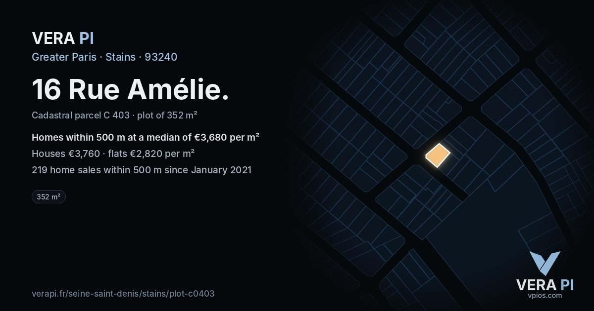 16 Rue Amélie, Stains at night – the plot lit, the parcels around coloured by the prices near them