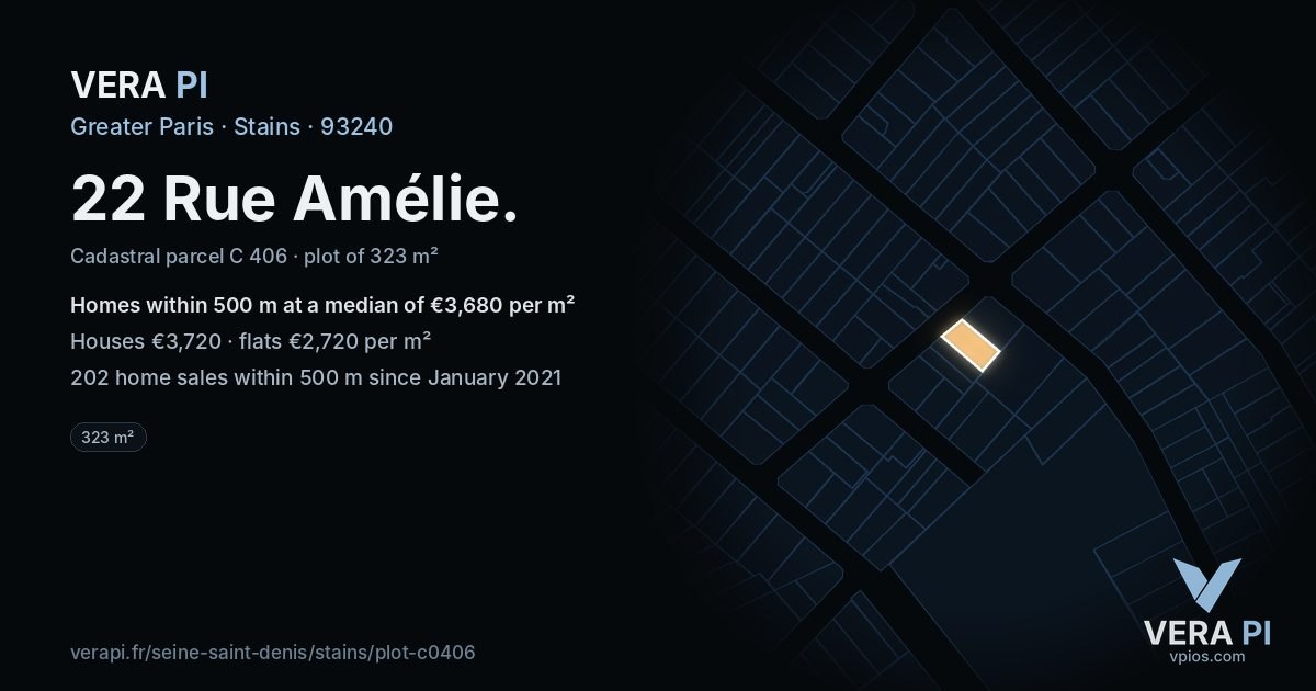 22 Rue Amélie, Stains at night – the plot lit, the parcels around coloured by the prices near them