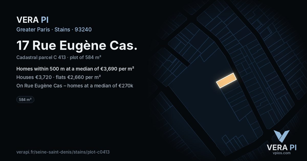 17 Rue Eugène Cas, Stains at night – the plot lit, the parcels around coloured by the prices near them