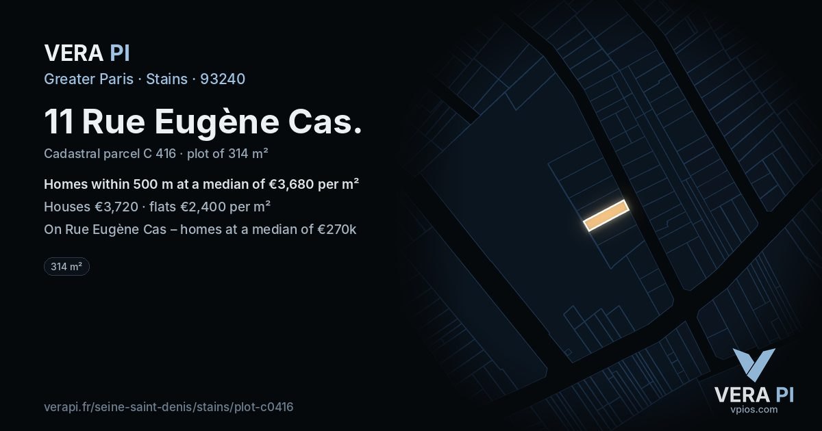 11 Rue Eugène Cas, Stains at night – the plot lit, the parcels around coloured by the prices near them