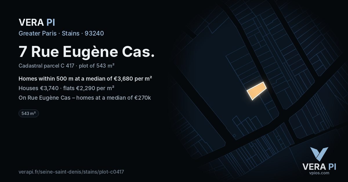 7 Rue Eugène Cas, Stains at night – the plot lit, the parcels around coloured by the prices near them