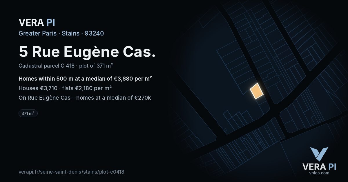 5 Rue Eugène Cas, Stains at night – the plot lit, the parcels around coloured by the prices near them