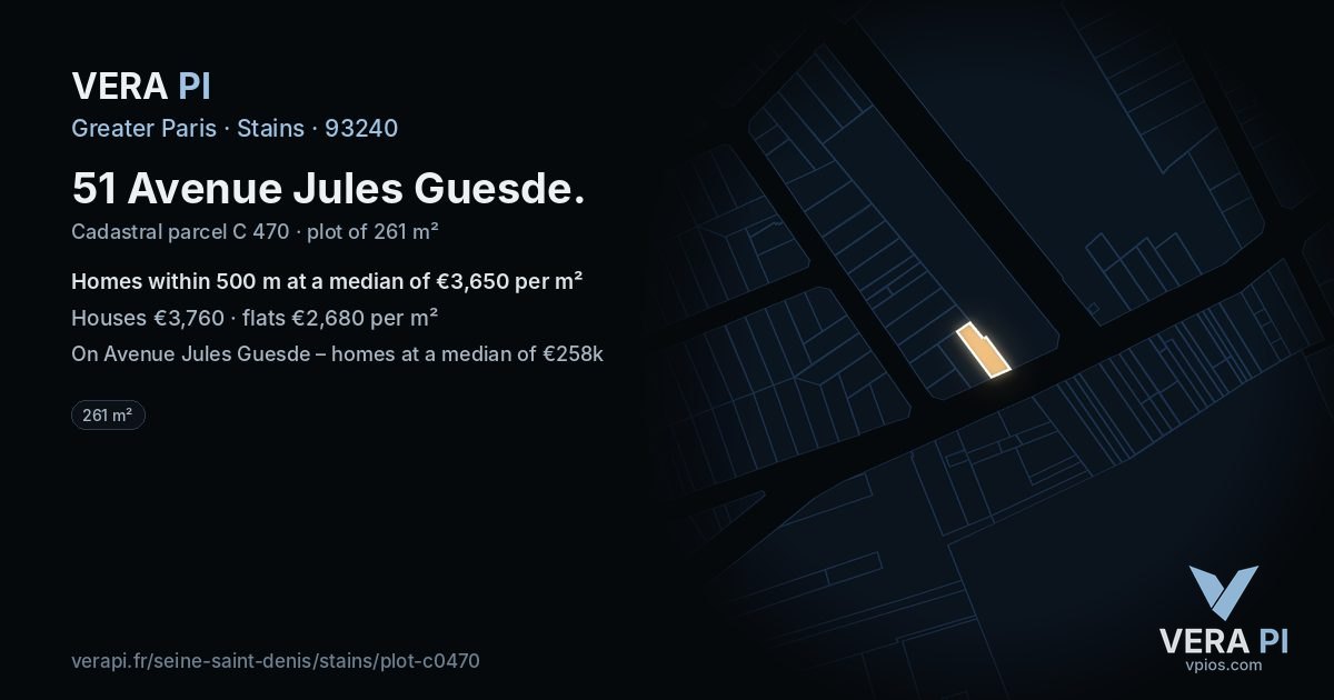 51 Avenue Jules Guesde, Stains at night – the plot lit, the parcels around coloured by the prices near them